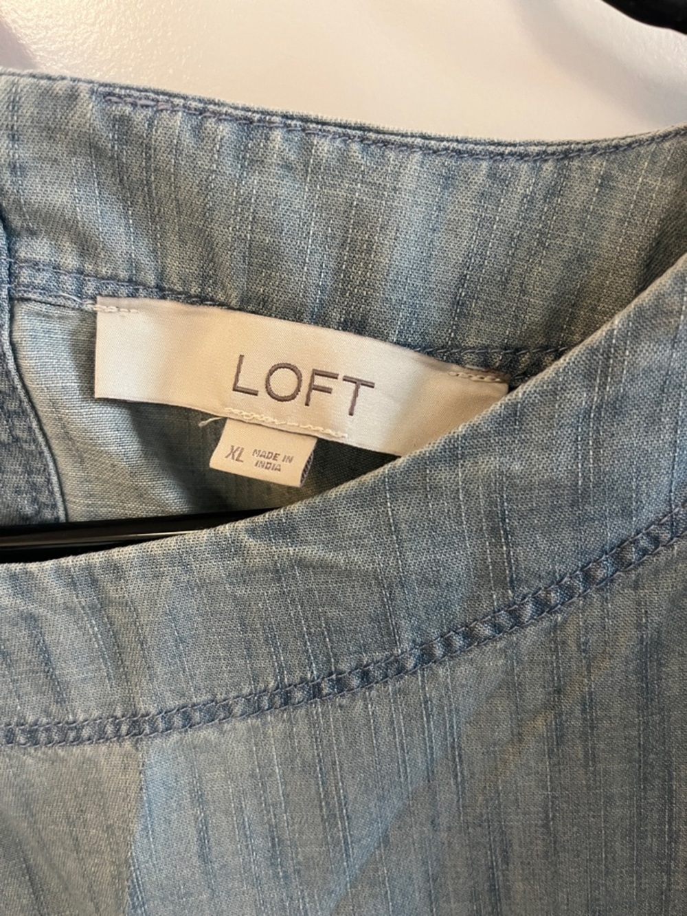 LOFT Light Chambray Puff-Sleeve Top - Picture 2 of 4